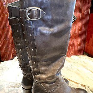 Arturo Chiang  Brown Ombre Leather Knee Boots w/Studs  Size 6